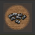 Shiny Black Square Objects Arranged On Smooth Wooden Surface