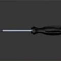 Four Professional Screwdrivers With Black Handles And Silver Shafts On Gray Background