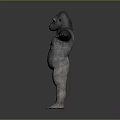 Realistic Gorilla 3D Model in Standing Pose With Arms Outstretched Gray Background 3d model
