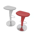 Modern White and Red Bar Stools with Metal Base and Footrest Design