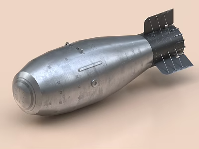 Metallic Aerial Bomb With Aerodynamic Shape And Fins 3d model
