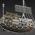 Traditional Wooden Ship With Classic Sails Mast And Cabin Structure Design