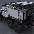 White Six Wheel Off Road SUV With Roof Lights And Spare Tire