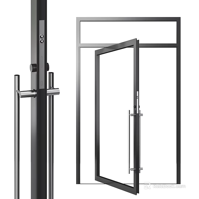 Modern Sliding Door Design With Glass Panel And Metal Frame Structure 3d model 