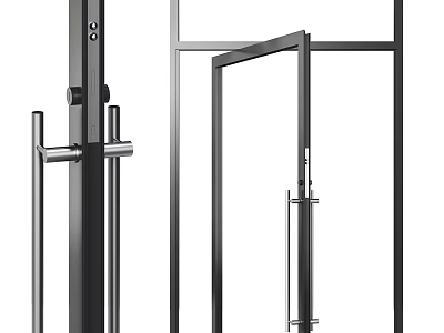 Modern Sliding Door Design With Glass Panel And Metal Frame Structure 3d model
