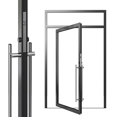 Modern Sliding Door Design With Glass Panel And Metal Frame Structure 3d model