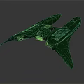 Green Streamlined Spaceship Model With Twin Wings And Detailed Panels 3d model