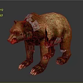 Realistic Brown Bear 3D Model With Brown Fur Sharp Claws And Open Mouth