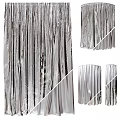 Silver Metallic Pleated Curtains with Shiny Surface and Various Decorative Display Styles