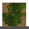 Modern Living Wall With Lush Green Plants And Decorative Wooden Geometric Frame