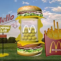 McDonald's Interactive Zone With Giant Hamburger Fries And Camping Club Sign