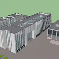 Modern Hotel Building With White Exterior Large Windows And Front Lawn Steps