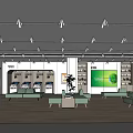 Modern Bank Interior With Self Service Machines Lounge Area Green Plant And Digital Screen
