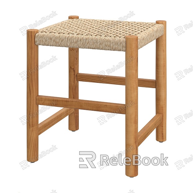 Japanese Style Wooden Stool Vintage Rope Stool Home Shoe Changing Stool Dining Stool Grey Wooden Dressing Stool Handmade Woven Cherry Wood Nordic Makeup Stool Solid Wood Shoe Changing Stool model