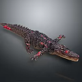 Mechanical Armored Crocodile Creature With Black Body Red Accents And Spiked Design