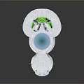 Terminal Area Design Featuring Satellite Dishes Tower Blue Pool Lamp Posts And Green Plants