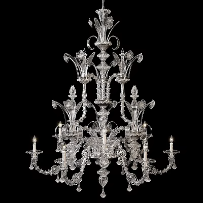 Ornate Crystal Chandelier With Intricate Candle Shaped Arms And Classic Design 3d model