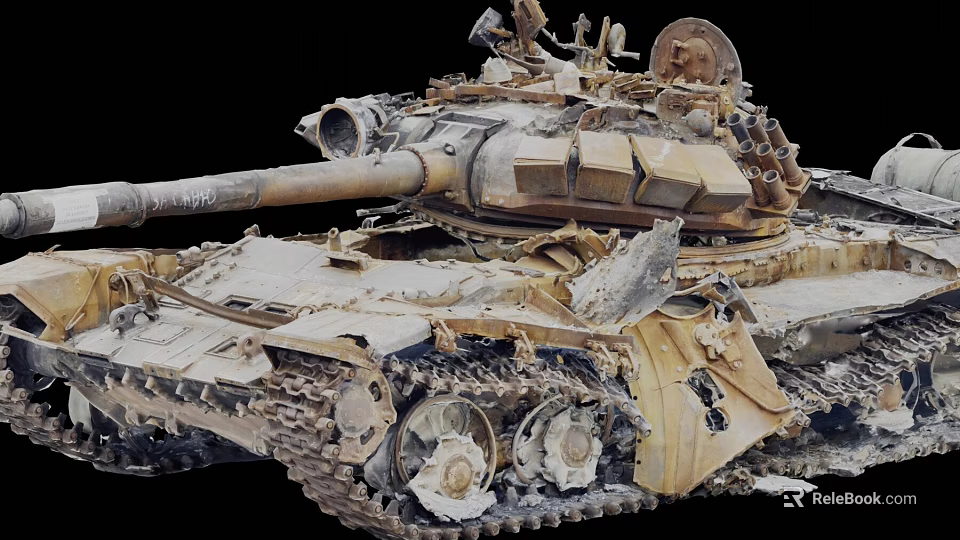 Old Battle Worn Tank With Rusty Cannon Tracks Turret And Damaged Armor Plates 3d model 