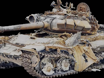 Old Battle Worn Tank With Rusty Cannon Tracks Turret And Damaged Armor Plates 3d model