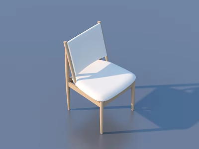Minimalist Modern Single Chair With Light Wooden Frame And White Cushion Backrest 3d model