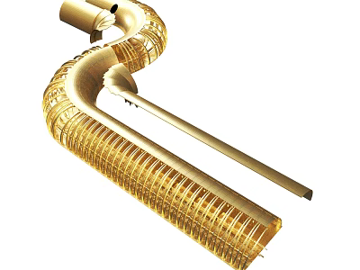 Golden Spiral Metal Component With Curved Tubular Structure And Shiny Surface 3d model