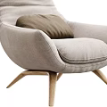 Light Gray Upholstered Single Sofa With Brown Cushion And Wooden Legs Modern Design