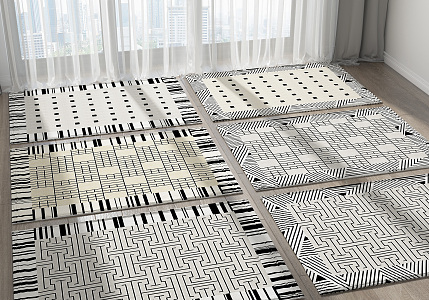 Modern Square Carpet Combo 3d model