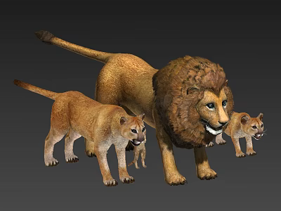 Realistic 3D Model of Reptile Family Featuring Adult and Baby Reptiles 3d model