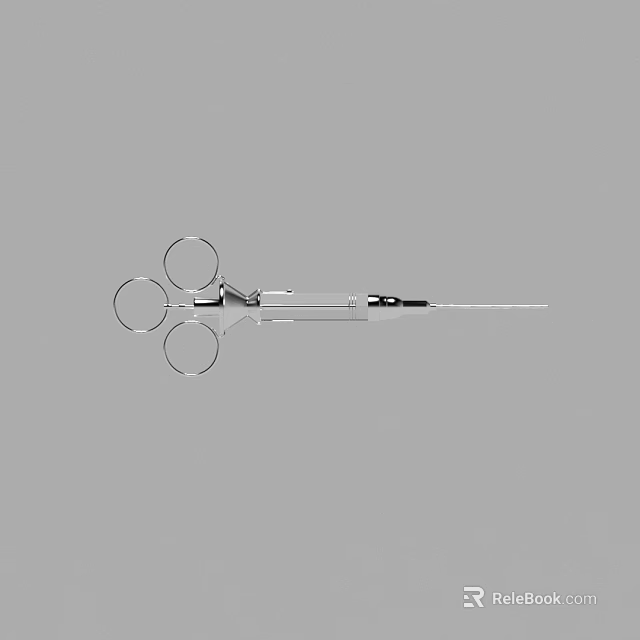 Professional Surgical Medical Instrument With Ring Shaped Handle And Slender Clamp Head 3d model 