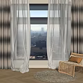 Elegant Layered Curtains Sheer White And Gray Drapes In Modern Living Room With City View