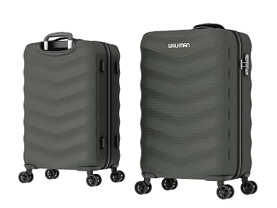 Two BRINCH Hard Shell Suitcases Featuring Wavy Pattern And Rolling Spinner Wheels 3d model