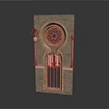 Traditional Architectural Decorative Element Featuring Circular Carved Pattern Arched Design And Stone Grille