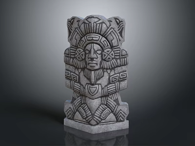 Scenic Landscape Featuring Ancient Stone Statue With Intricate Carved Designs 3d model