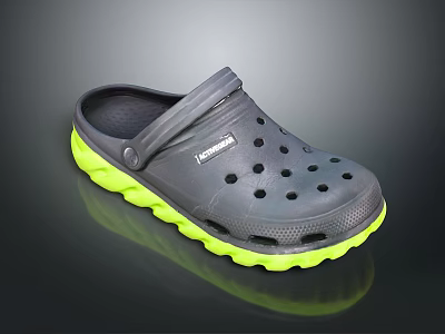 Timberland Gray Clogs With Green Soles And Perforated Design For Comfort 3d model