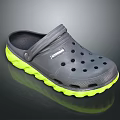 Timberland Gray Clogs With Green Soles And Perforated Design For Comfort