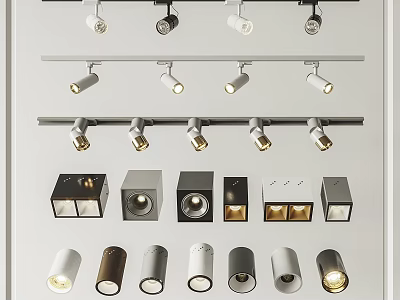 Modern Recessed Downlights And Track Spotlights For Home Interior Design 3d model