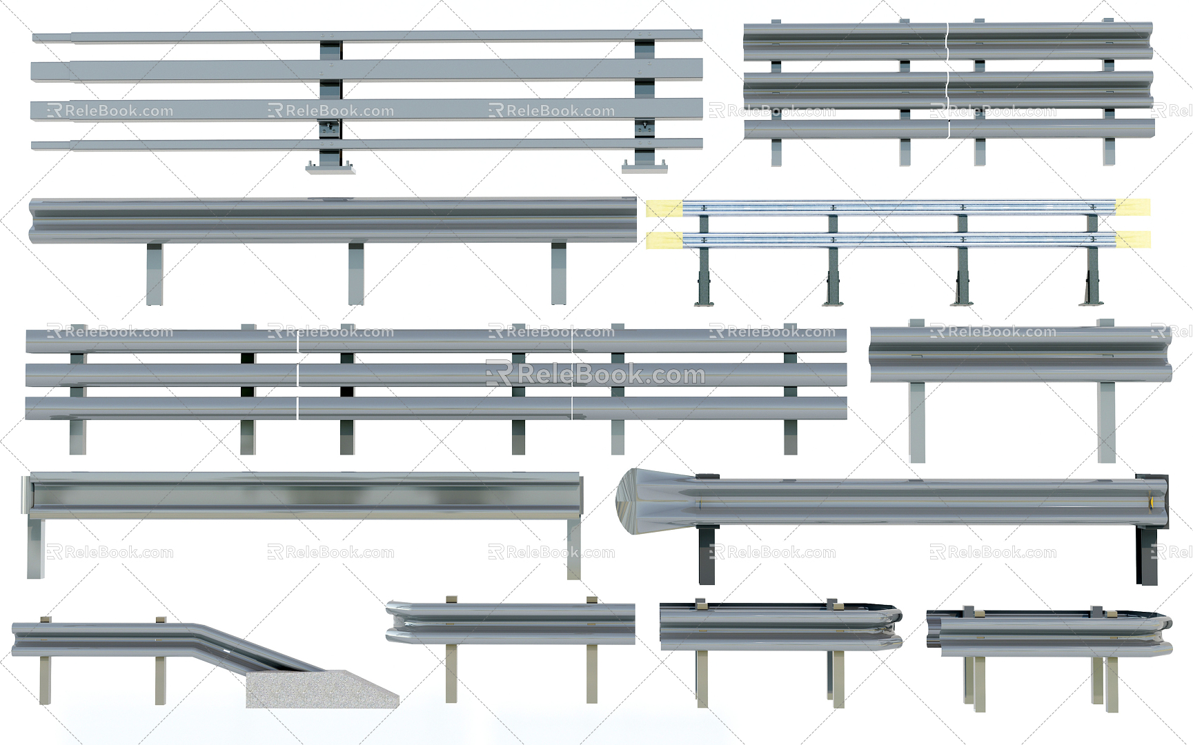 Modern Guardrail Road Guardrail Municipal Guardrail Barrier Barrier Highway Barrier 3d model