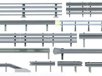 Modern Guardrail Road Guardrail Municipal Guardrail Barrier Highway Barrier 3d model