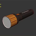 Handheld Flashlight With Black And Orange Body White LED Head Design 3d model