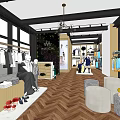 Modern Clothing Store Interior With Clothes Racks Mannequins Chandelier Wooden Floor And Seating