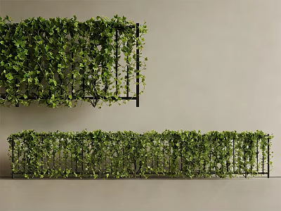 Green Ivy Covered Metal Fence With Climbing Plants For Outdoor Decoration 3d model