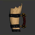 Wooden Torch Shaped Household Decorative Item With Black Straps And Natural Texture
