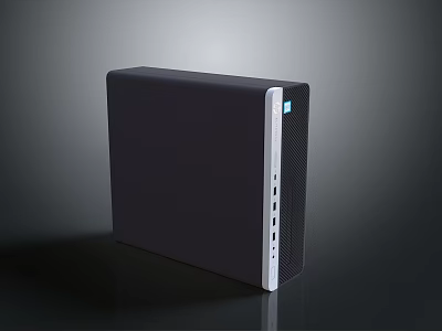 Sleek Black Desktop PC Tower With Modern Design And Multiple Ports For Home Office 3d model