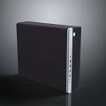 Sleek Black Desktop PC Tower With Modern Design And Multiple Ports For Home Office