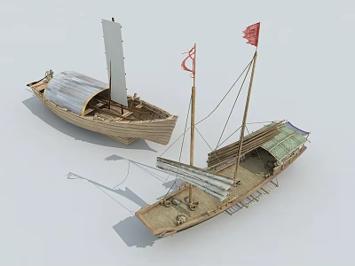 Wooden boat fishing boat Chinese boat antique boat 3d model