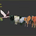 Colorful Origami Style Animal Figurines Arranged In Various Types And Sizes