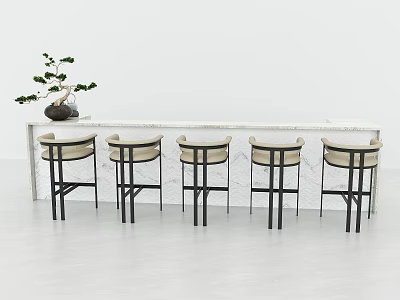 Modern reception desk lobby front desk marble front desk bar chair 3d model