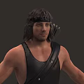 Game And Movie Character Male Warrior In Black Vest With Quiver On Back Arms Outstretched