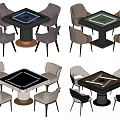 Elegant Modern Square Dining Tables With Upholstered Chairs In Various Styles 3d model