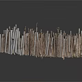 Natural Rustic Wooden Logs Stacked In Long Pile As Decorative Material